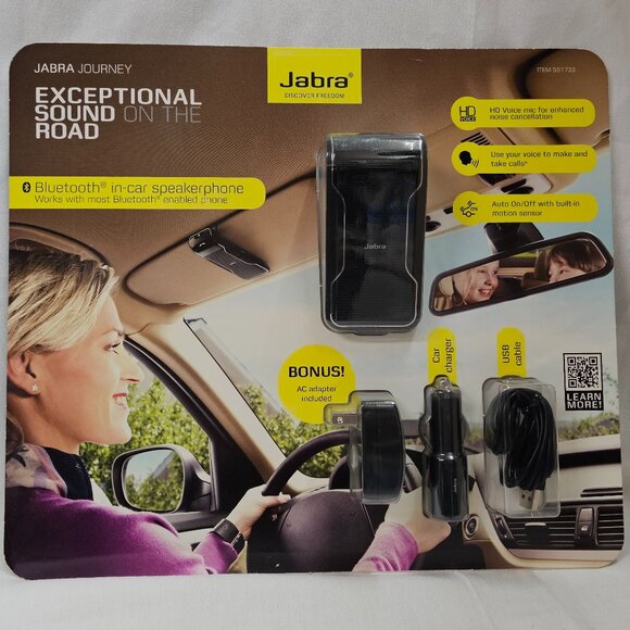 NEW Jabra Journey Bluetooth in Auto Speakerphone AC Adapter Car Charger USB - Picture 1 of 2